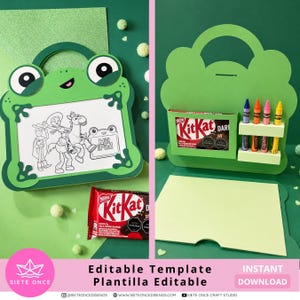 Coffret cadeau d'activités grenouille SVG Studio | Porte-KitKat | Boîte à colorier grenouille interactive | Cricut Cameo | Boîte interactive | Cadeau pour fête d'enfants