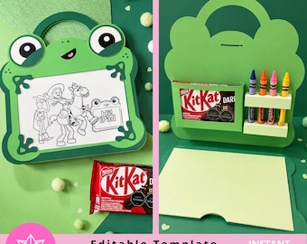 Frog Activity Gift Box SVG Studio | KitKat Holder Interactive Frog Coloring Box | Cricut Cameo | Interactive Box | Kids Party Favor
