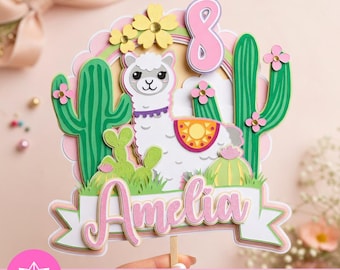 Alpaca Cake Topper SVG Studio | Alpaca Cake Topper | File for Cricut and Cameo Silhouette | Alpaca Birthday Party Theme Decor File