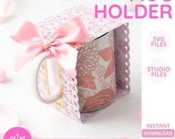 Mug Holder Template • Mug Holder • Mug Decor • Mug Gift • SVG DXF STUDIO • Cutting File for Silhouette Cricut • Coffee Cup Holder