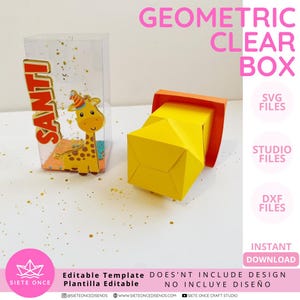 No Glue Needed Acetate Box • Caja Acetato • Editable Template • SVG DXF STUDIO • Archivo de Corte Silhouette Cricut • Party Box Digital