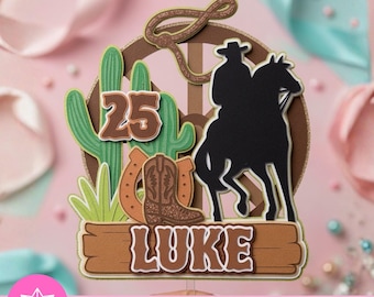 Cowboy Cake Topper SVG Studio | Cowboy Cake Topper | Cricut Cameo | Western Birthday Topper | Cowboy Party Theme
