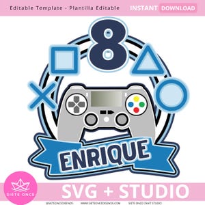 Gamer Party Tårttoppare | Gamer Tårttoppare med SVG Studio Videospel | Gamer-tema födelsedag | För Cricut och Cameo | Tårttoppare-fil bild 2