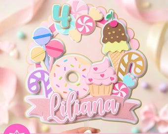 Candyland Cake Topper SVG | Candy World Cake Topper SVG Studio | Candy Birthday | Sweet Birthday | Cricut Cameo | Candyland Party