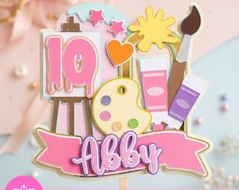 Art Girly Party Cake Topper SVG Studio | Art Girly Cake Topper | For Cricut and Cameo | Artist Girl Birthday File Party Theme