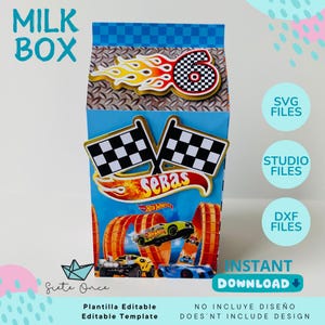 Pudełko na mleko • Edytowalny szablon pudełka na mleko • SVG DXF STUDIO • Plik Cricut Cut Silhouette • Pudełko na upominki na imprezy i urodziny