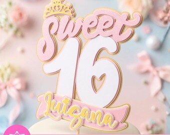 Sweet 16 Cake Topper SVG Studio | Sweet Sixteen Cake Topper | Cricut and Cameo | 16th Birthday SVG | Sweet 16 Party Theme