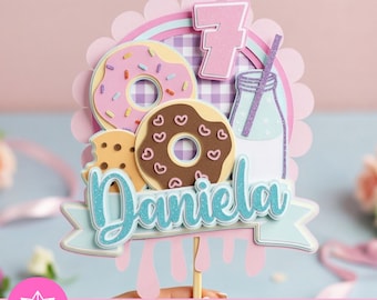 Donuts Cookie Party Cake Topper | Donut Cake Topper SVG Studio | Donut Birthday | For Cricut and Cameo | Cookie Cake Topper File