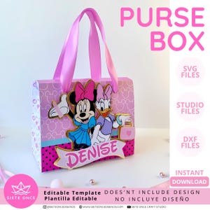 Purse Box Editable Template • Caja Carterita • SVG DXF STUDIO • Archivo de Corte para Silhouette Cricut • Party Favor Box Digital