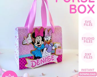 Editable Purse Box Template • Purse Box • SVG DXF STUDIO • Cutting File for Silhouette Cricut • Digital Party Favor Box