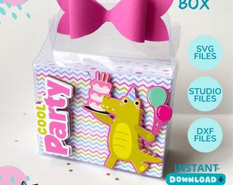 Acetate Box • No Glue Needed Acetate Box • Editable Template • SVG DXF STUDIO • Silhouette Cricut Cut File • Party Box Digital