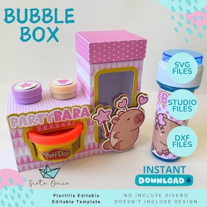 Interactive Bubble Box • Activity Box for Stamps Bubbles Playdoh • Editable Template SVG DXF STUDIO • Silhouette Cricut Files Digital