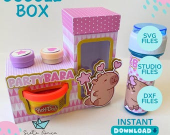 Interactive Bubble Box • Activity Box for Stamps Bubbles Playdoh • Editable Template SVG DXF STUDIO • Silhouette Cricut Files Digital