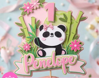 Panda Girly Caketopper SVG | Panda Cake Topper SVG Studio | Cute Panda Birthday | Panda Girl Birthday | Cricut Cameo | Panda Party