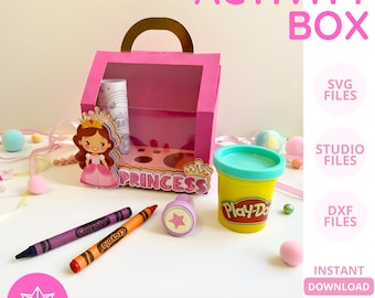 Activity Box for Stamps Playdoh Crayola • Interactive Box • Editable Template SVG DXF STUDIO • Silhouette Cricut Files • Digital File