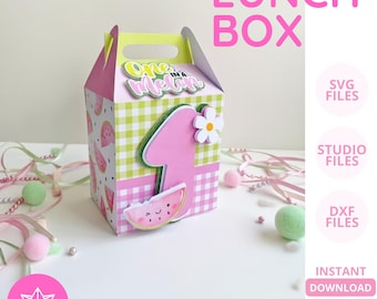 Bearbeitbare Lunchbox-Vorlage • Kinder-Lunchbox • SVG- und DXF-Studio-Datei • Schneidedatei für Silhouette und Cricut • Digitale Kinderparty-Vorlage