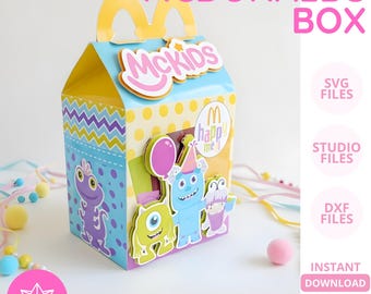McLunch Box Template • Happy Meal Box Style • Editable Template • SVG DXF STUDIO • Silhouette Cricut Cutting File • Party Favor Box