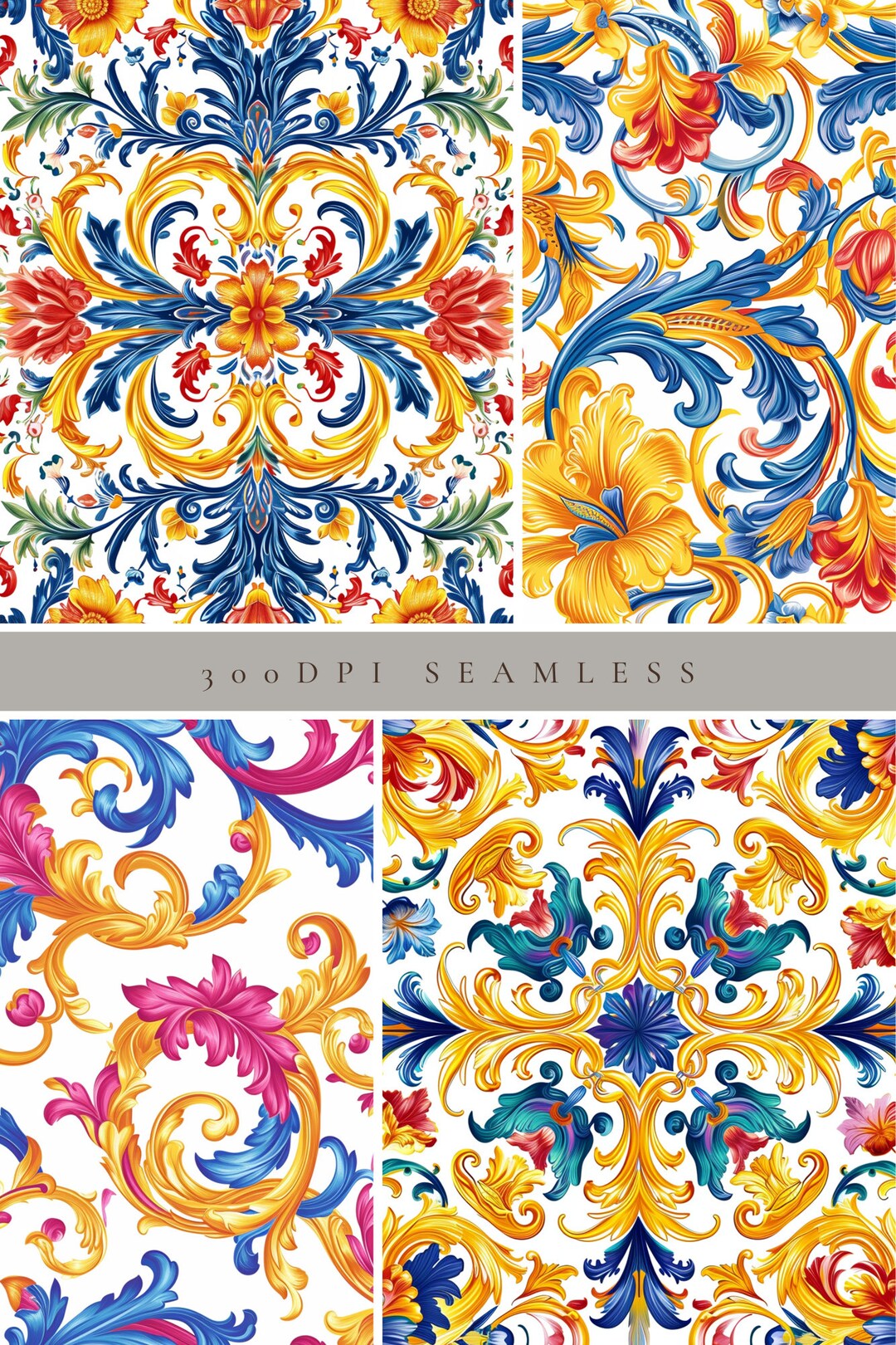 Italian Print Patterns Classic Italian Baroque Print Digital Paper, Scrapbooking, Journal ...