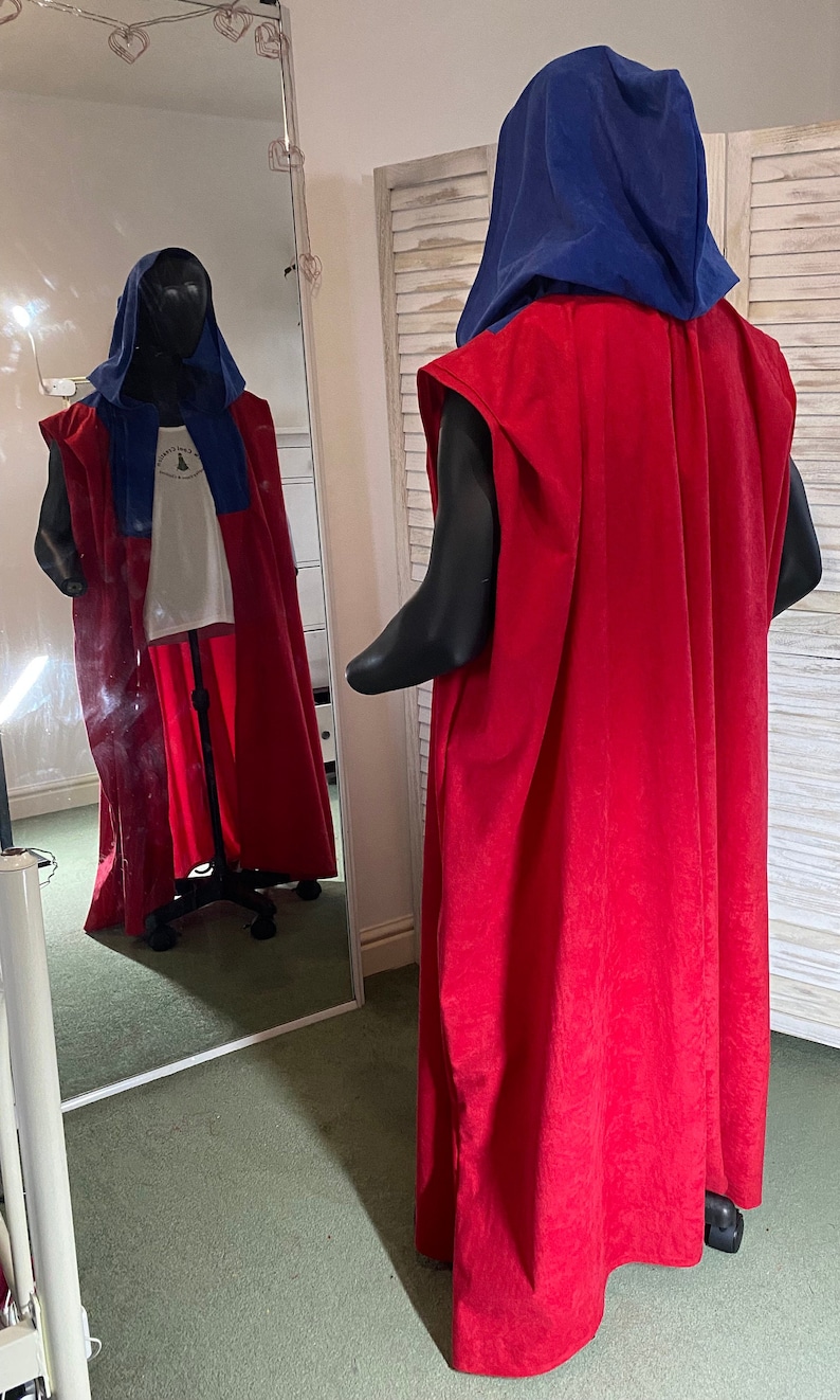 Sleeveless Cloak Robe With Hood in Suedette Fabric Different Color