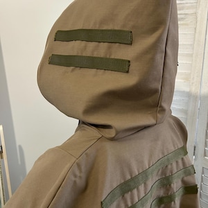 COD Ghost military tactical style water resistant poncho cape with hood khaki camouflage black cosplay reaper gaming optional molle straps