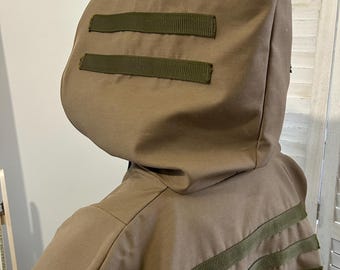 Khaki or Black Camouflage Tactical Poncho: Water Resistant Nylon Cosplay Cape COD ghost gaming