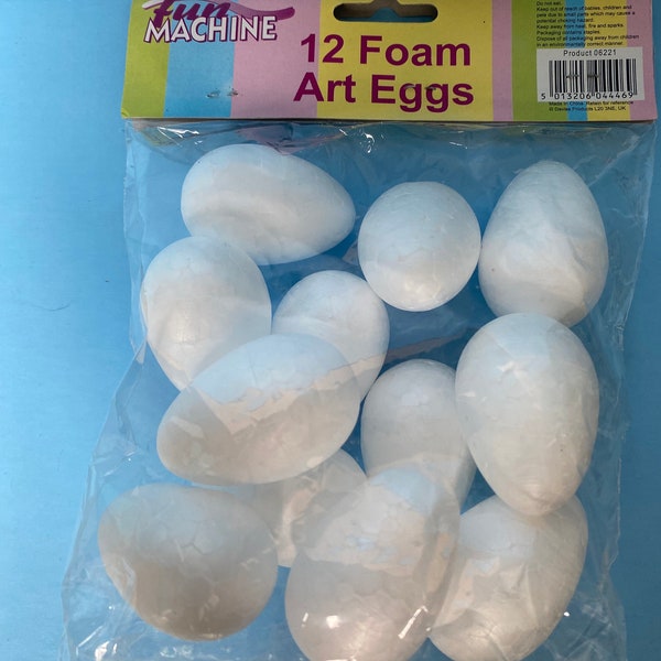 Foam polystyrene eggs pack of 12 white for crafts   wreath decorating Easter crafts