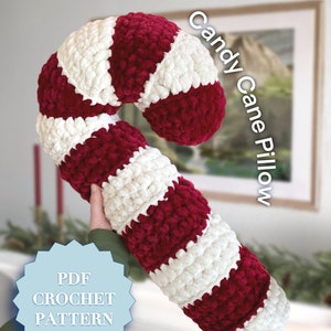 Crochet Candy Cane Pillow Pattern | Cozy Christmas Crafts | Cute Winter Crochet Decor | Gifts for Her | Digital Download | Printable Pattern