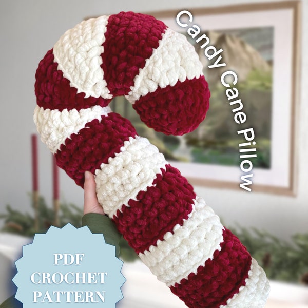 Crochet Candy Cane Pillow Pattern | Christmas Decor (Digital Download)