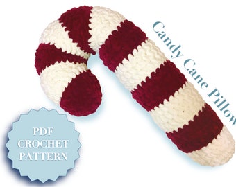 Crochet Candy Cane Pillow Pattern | Christmas Crafts | Cute Winter Crochet Decor | Digital Download | Printable Pattern