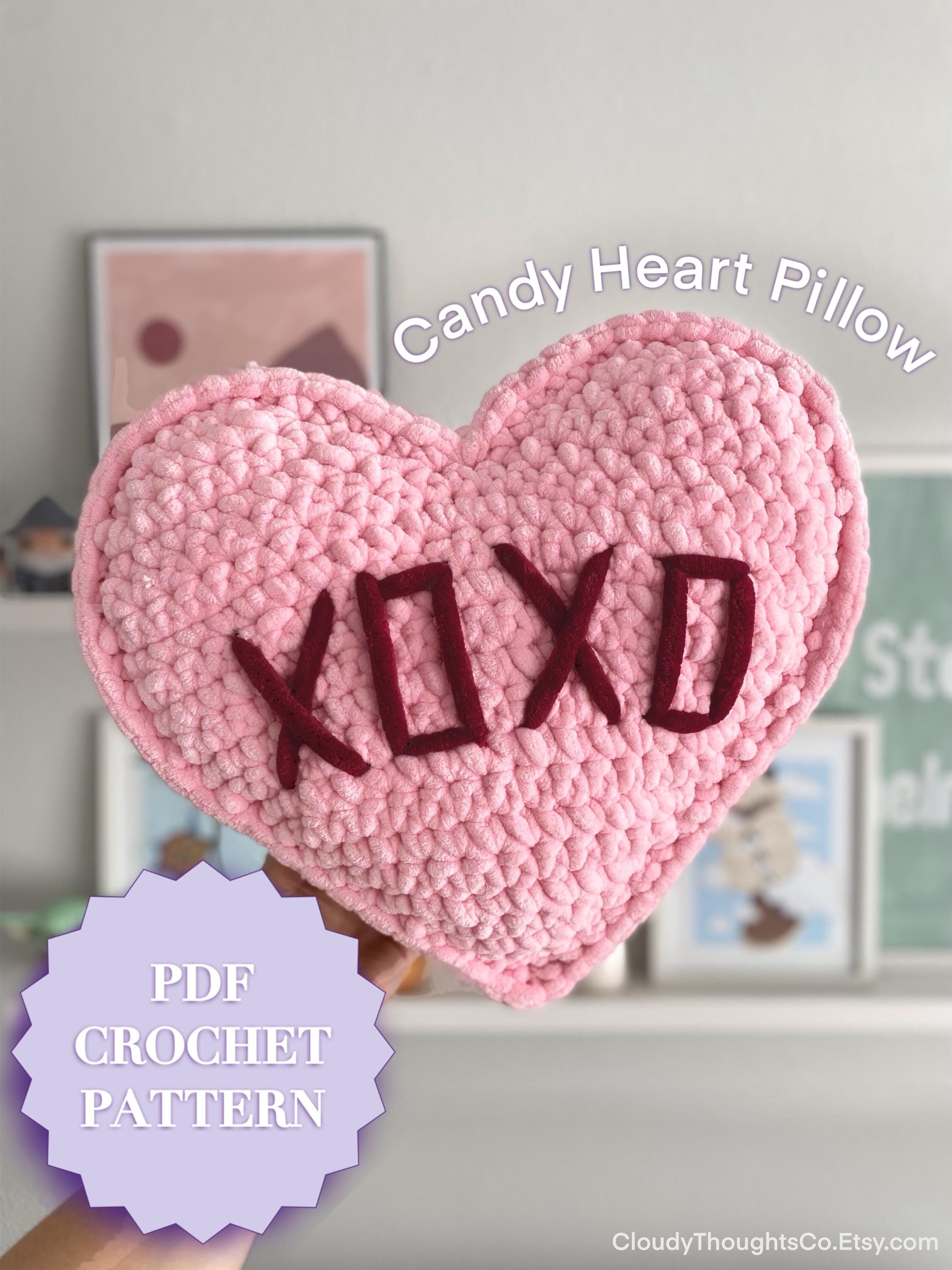 40 Valentine Crochet Patterns to Make for Gifts, Decor, and Cozy Seasonal Touches 33 Crochet Candy Heart Pillow Pattern Valentine's Day Decor