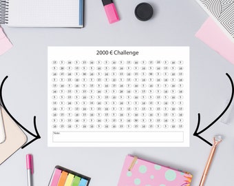 2000 Euro Challenge, 2500 Euro Challenge, Sparhilfe, Bundle, Sofortdruck, Sparchalleng, Instant Download Set, A4, A6 Planer Einlagen, Sparen