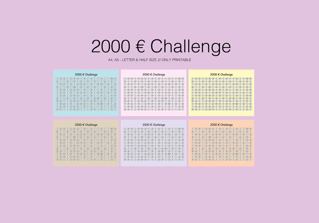 2000 Euro Challenge Bundle 6 Stück, Sparhilfe, Sofortdruck
