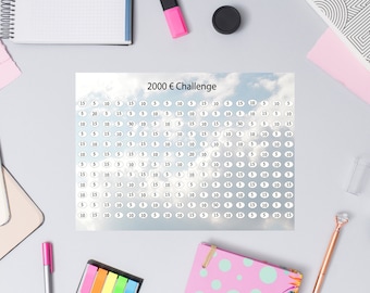 2000 Euro Challenge, 2500 Euro Challenge, Sparhilfe, Bundle, Sofortdruck, Sparchalleng, Instant Download Set, A4, A6 Planer Einlagen, Sparen