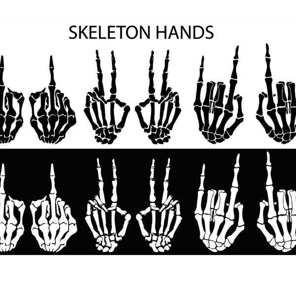 Middle finger skeleton hand, Mittelfinger Skelett Hand, Sofort Download, SVG, Png, Digital Download, printable Black and White middlefinger