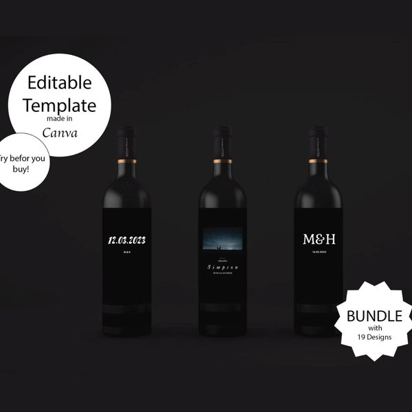 Digitale Download Set Meilenstein Minimalistisches personalisiertes individuelles selbstklebendes Flaschenetikett mit deinen Namen Vorlage