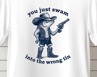 Cowboy Sardine Graphic T-Shirt: Funny Fish Fashion