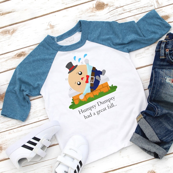 Children's Cute Humpty Dumpty T-Shirt Tops, Nursey Rhyme Tees and Tops, Best Humpty Dumpty Gift, Toddler Printed Shirts, Cool Kids T-Shirts