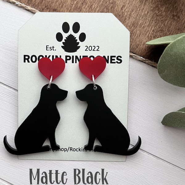 Black Dog Earrings | Acrylic Dog Earrings | Labrador Dog Earrings | Lab Earrings | Dog Mom Gifts | Earrings for Dog Lovers | Dog Lovers Gift