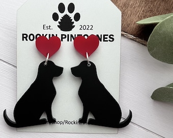 Black Dog Earrings | Acrylic Dog Earrings | Labrador Dog Earrings | Lab Earrings | Dog Mom Gifts | Earrings for Dog Lovers | Dog Lovers Gift