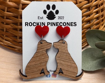 Brown Dog Earrings, Chocolate Lab Wood Stud/Dangles,  Labrador, Dog Mom Gifts, Dog Lovers Gift, Jewelry for Her