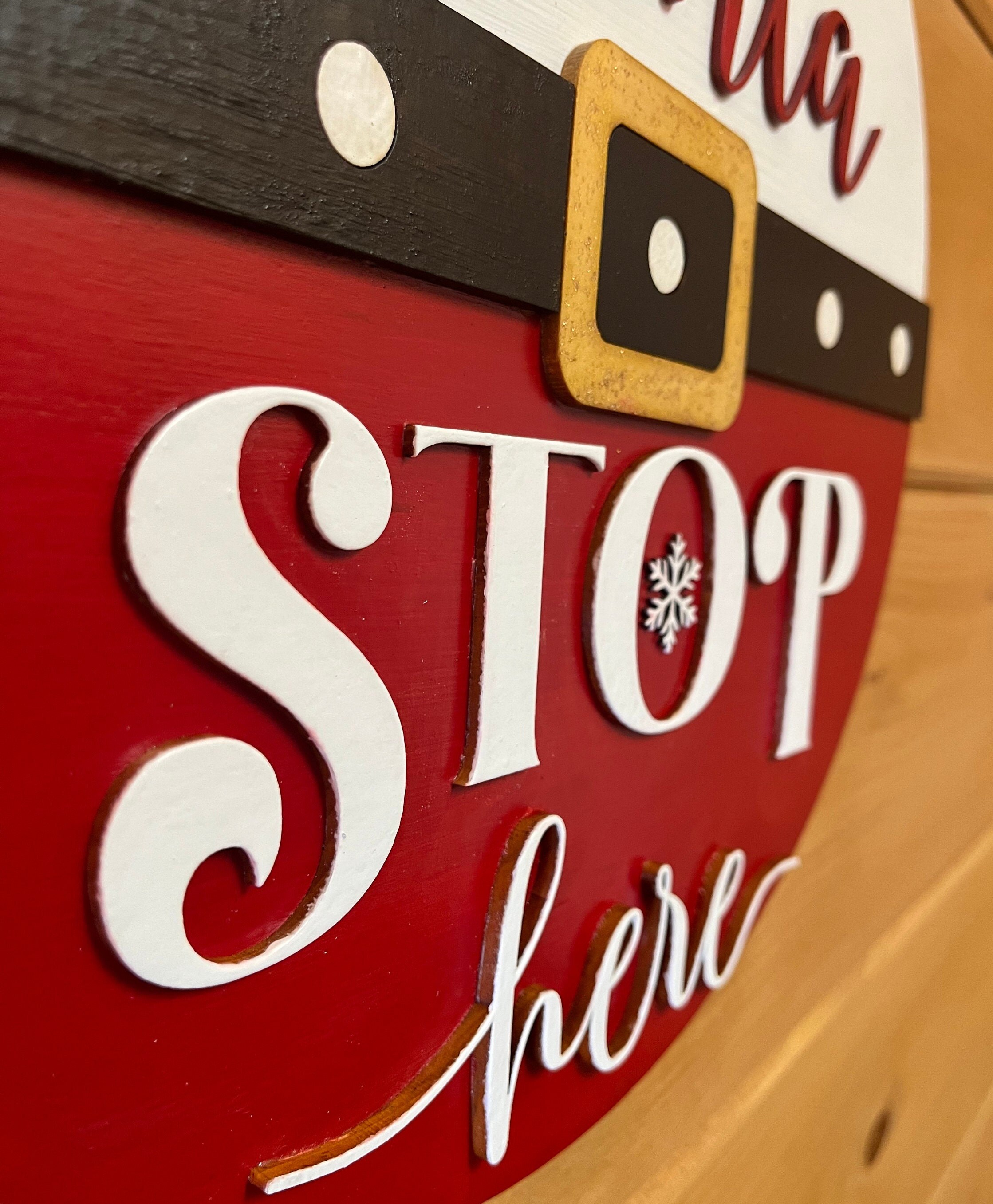 Christmas Door Hanger Santa Stop Here Christmas Wall Decor Etsy