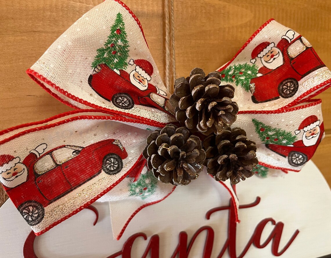 Christmas Door Hanger Santa Stop Here Christmas Wall Decor Etsy