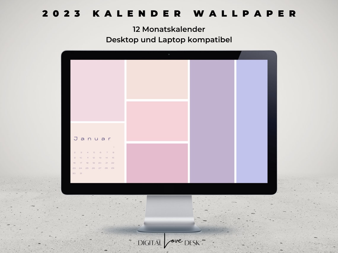 2023 Desktop Calendar Wallpaper Minimalist Aestethic Etsy