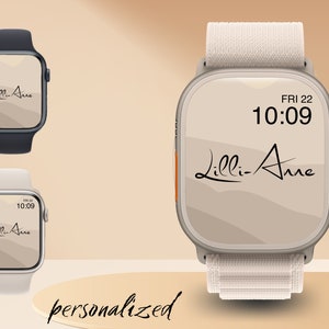 Smart Watch Wallpaper, Smart Watch Background, Apple Watch, Apple Watch Wallpaper | instant download. Boho Beige | Personalized P012