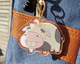 Funny Cow Glitter Keychain (2")