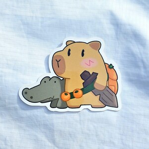 Capybara Warrior Vinyl Sticker (3")