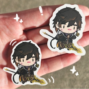 Autocollant en vinyle Zhongli Genshin Impact Chibi (2 po.)