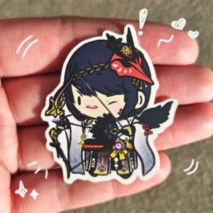 Autocollant en vinyle Kujou Sara Genshin Impact Chibi (2 po.)