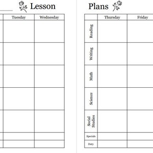 Rose themed Lesson Planner