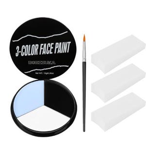 Face & Body Paint White, Black, Grey,3Pcs Sponge, Brush/Face Painting Kit for Cosplay, Costume, Sports Games, Halloween/SFX Special